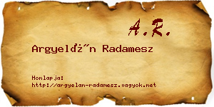 Argyelán Radamesz névjegykártya